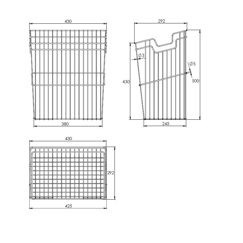 Кошик для білизни 500мм W=407 L=272 H=500 хром Star