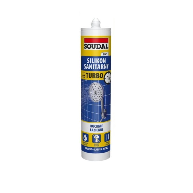 Герметик силіконовий санітарний, Turbo, білий, Soudal, 280ml