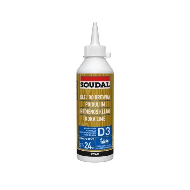 Клей ПВА, клас водостійкості D3, 65А, Soudal, 750 ml Клей ПВА, клас водостійкості D3, 65А, Soudal, 750 ml
