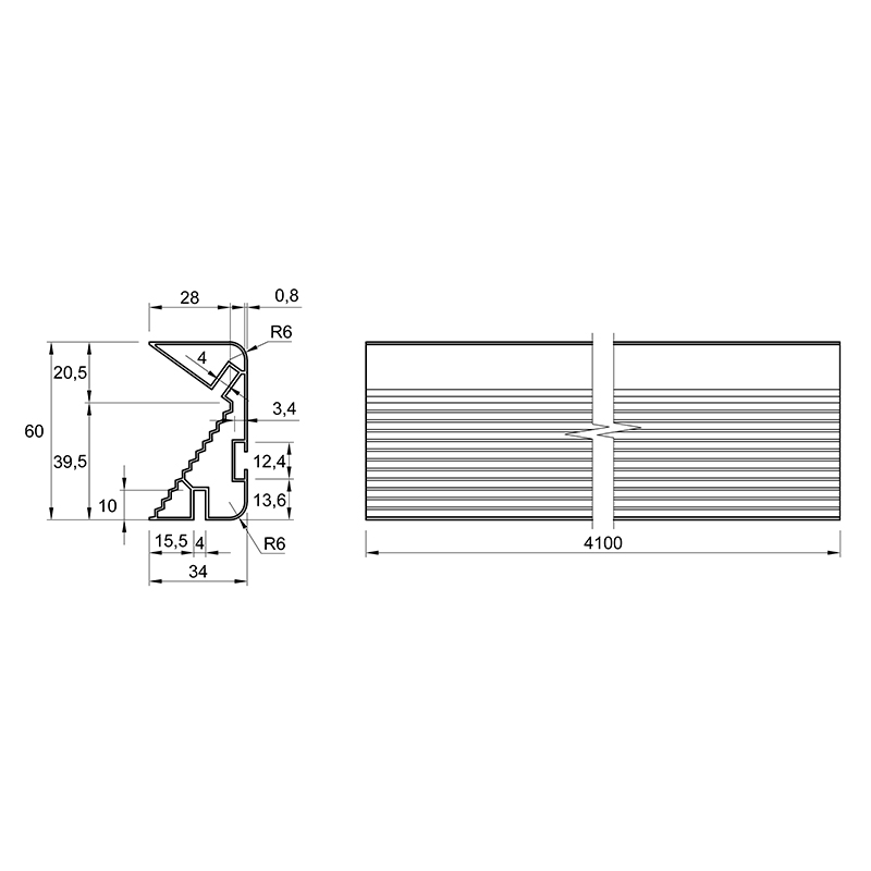 Профіль GOLA горизонтальний LED Ferro Fiori, L=4100 мм, type L/С, золото анод