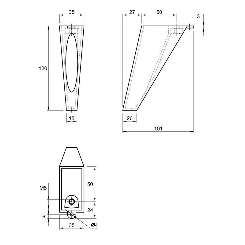 Ніжка меблева Ferro Fiori PL 737, h=120, max 500 кг, золото