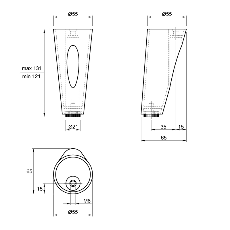 Ніжка меблева Ferro Fiori PL 739 R, h=120, max 800 кг, чорний Ніжка меблева Ferro Fiori PL 739 R, h=120, max 800 кг, чорний