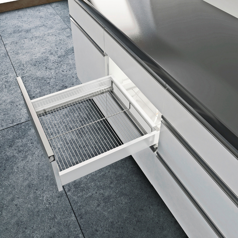 Шухляда Atira з решіткою CargoPlus, NL 520 мм KB 600 мм H=144, повн.вис. з P2O, білий (Hettich)