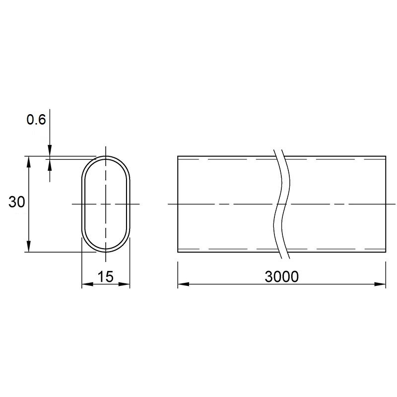 Труба овальна Ferro Fiori 30х15, L = 3000mm, хром (м.п)