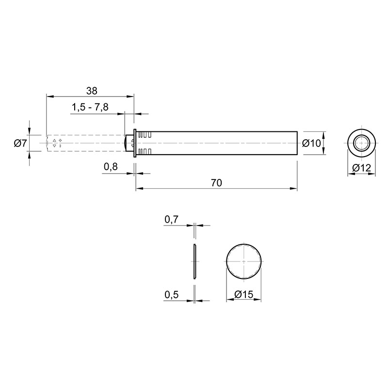 Механізм P2O Magnet, антрацит, Врізний, довгий Хід (9375986) Hettich 2.0