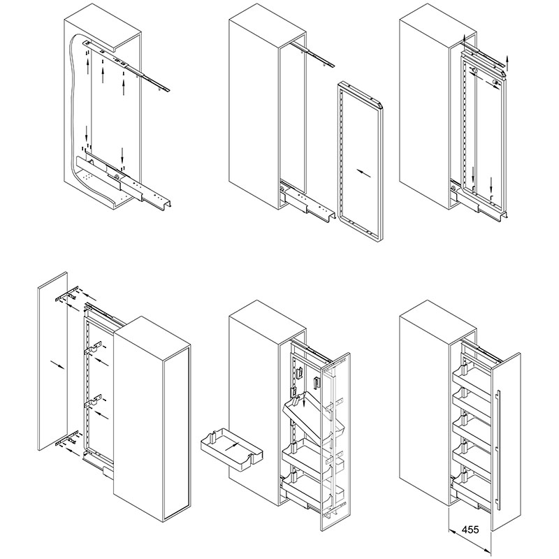 Карго-колона Aster NV 300мм графіт 5 кошиків 1659-2059мм Muller