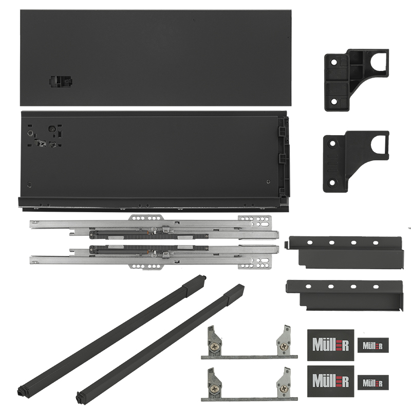 Комплект для шухляди Muller Box profi line 3D L=400 Н=178 (+1 релінг) антрацит