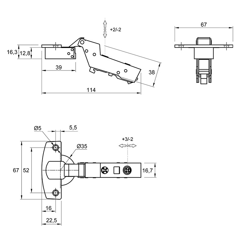 Петля Clip-on, 110°, Sensys 8675, внутр., без пруж., никель (9073664) Hettich
