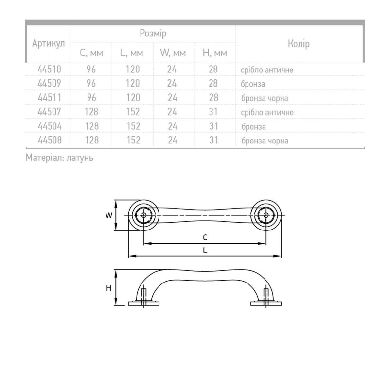 Ручка Ferro Fiori D 4500.128 античне срібло Ручка Ferro Fiori D 4500.128 античне срібло