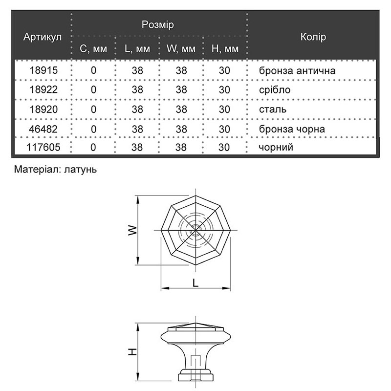 Ручка Marella CL 24471.01.038 черная бронза
