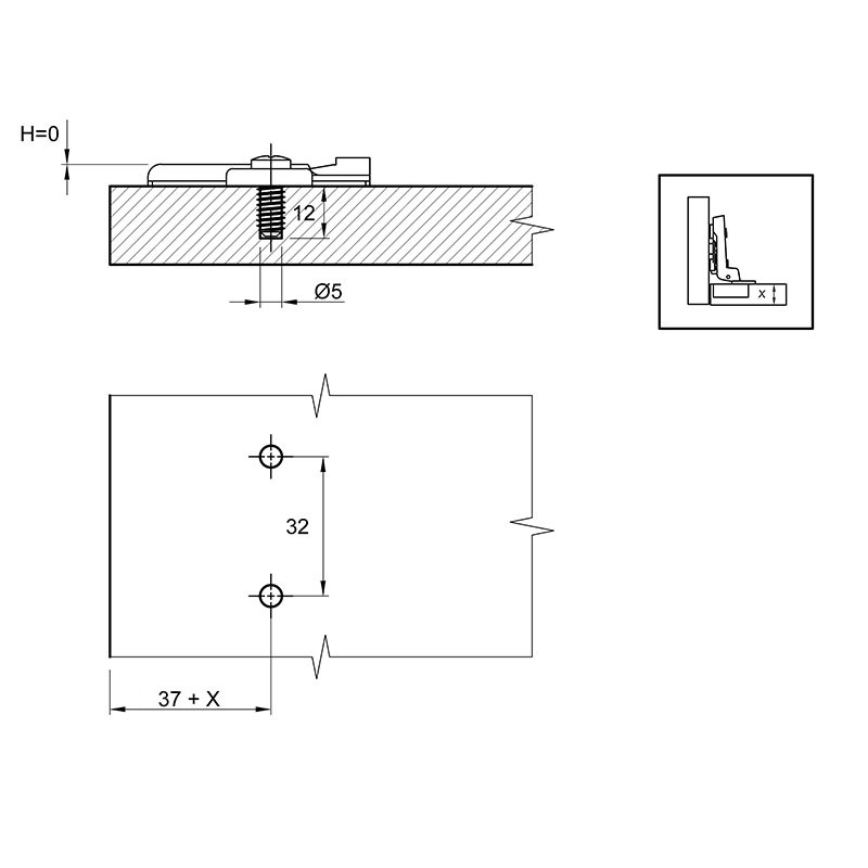 Монтажная планка Sensys дистанция 0 черный обсидиан с евровинтом (9307977) Hettich