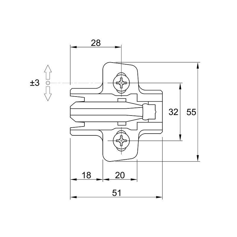 Монтажная планка Sensys дистанция 0 черный обсидиан с евровинтом (9307977) Hettich