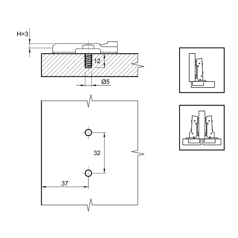 Монтажная планка Sensys дистанция 3 черный обсидиан с евровинтом (9307979) Hettich