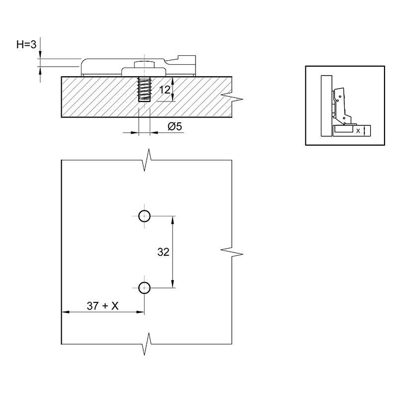 Монтажная планка Sensys дистанция 3 черный обсидиан с евровинтом (9307979) Hettich