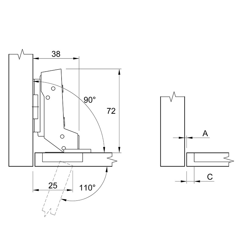 Петля Clip-on, 110°, Sensys 8646i, внутр., для тонк. фас. 10-19мм, с довод., никель(9094296) Hettich