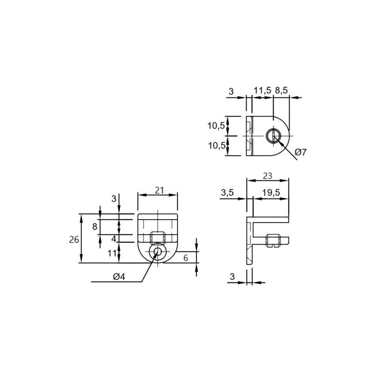 Полкодержатель MP4006/DM40, max 6mm, никель Полкодержатель MP4006/DM40, max 6mm, никель