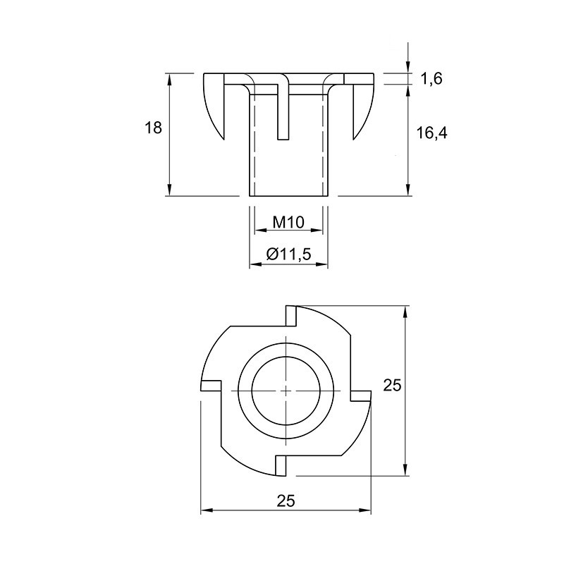 Муфта М10 L=16 D=12, забивна, наскрізна, цинк, нерозтискна, Siso Муфта М10 L=16 D=12, забивна, наскрізна, цинк, нерозтискна, Siso