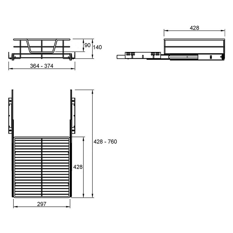 Корзина 400мм W=364 L=425 H=140 хром