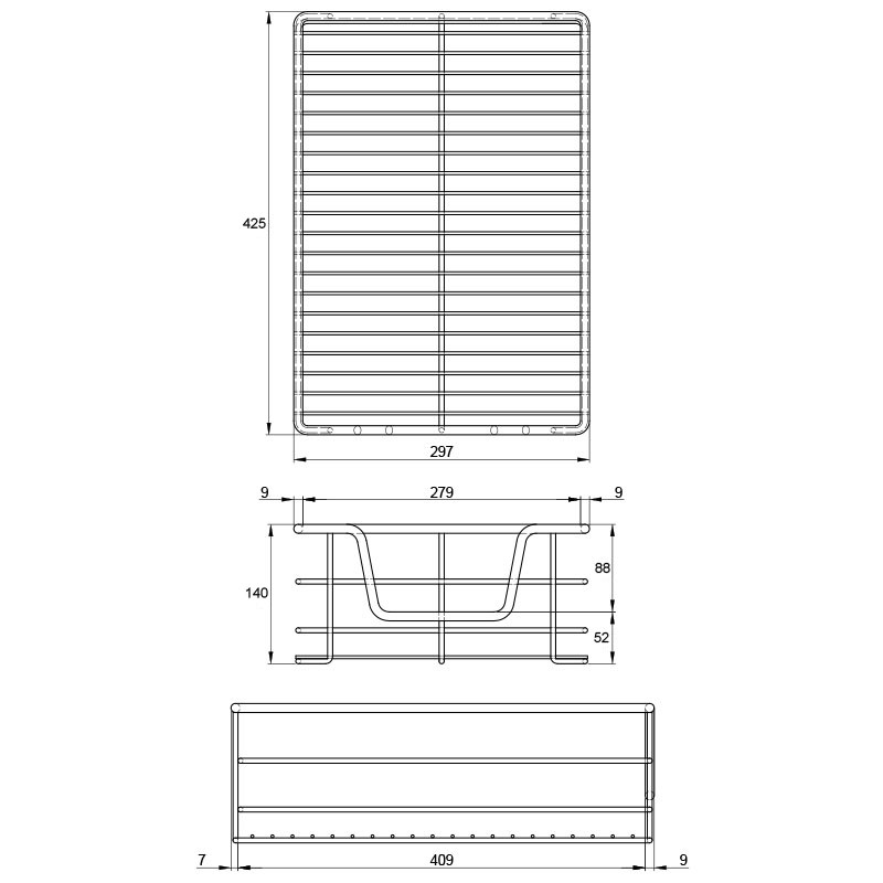 Корзина 400мм W=364 L=425 H=140 хром