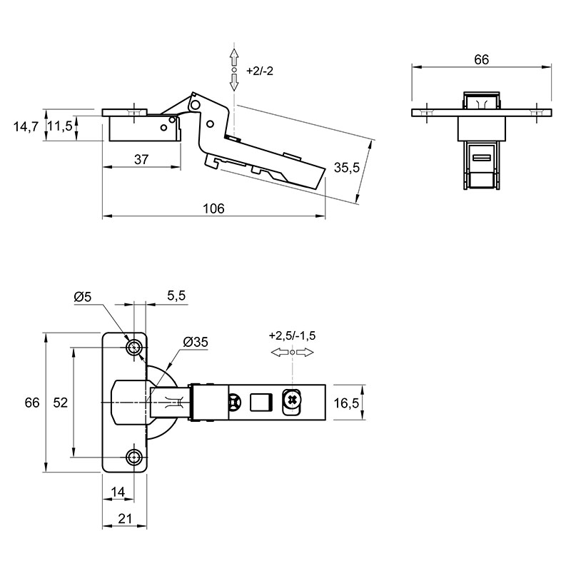 Завіса Clip-on, 110°,Intermat 9943, внутрішня, нікель (1030922) Hettich Завіса Clip-on, 110°,Intermat 9943, внутрішня, нікель (1030922) Hettich