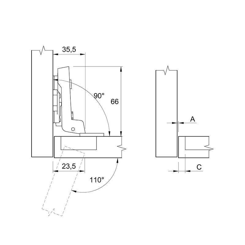Завіса Clip-on, 110°,Intermat 9943, внутрішня, нікель (1030922) Hettich Завіса Clip-on, 110°,Intermat 9943, внутрішня, нікель (1030922) Hettich