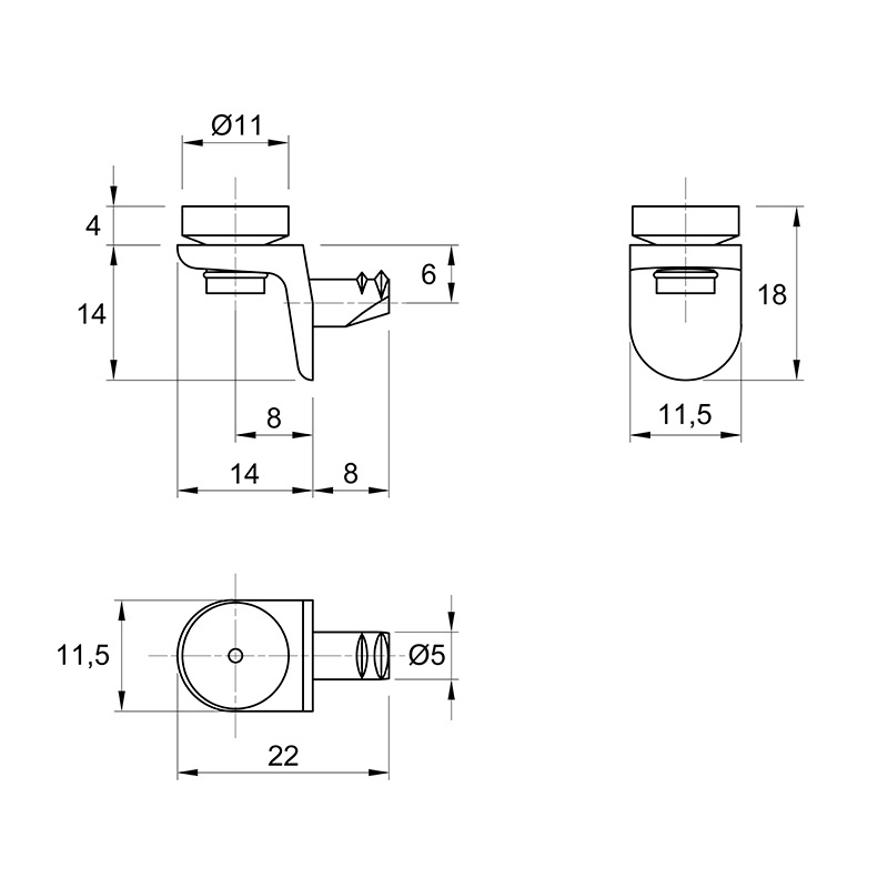 Полицетримач Sekura 8 D=5мм (1010564) Hettich Полицетримач Sekura 8 D=5мм (1010564) Hettich