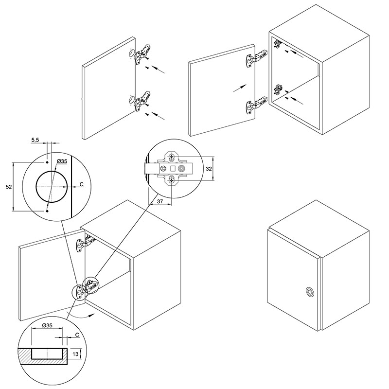 Петля Clip-on, 110°, Sensys 8645i, полунакладная, с доводч., никель (9071206) Hettich