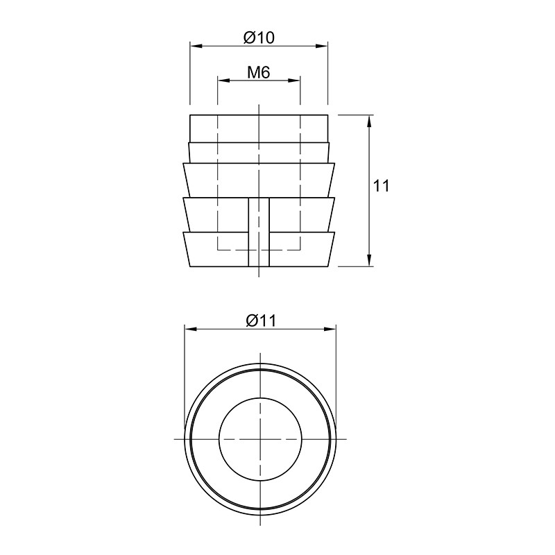 Муфта №33 М6 D=10,L=11мм, пластмасса (1004928) Hettich