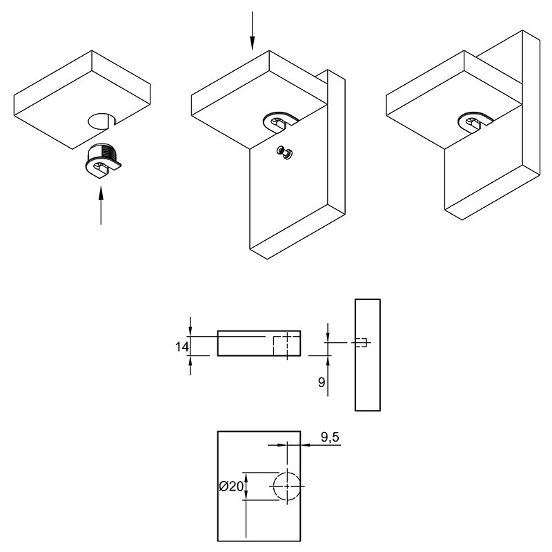 Стяжка VB 35/18, черная (9116928) Hettich
