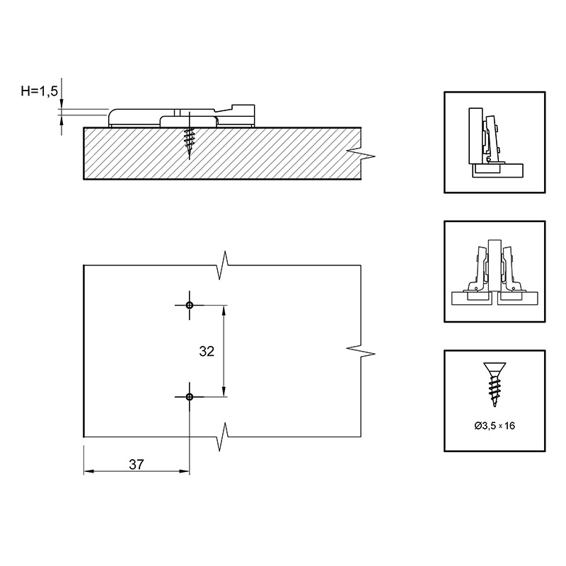 Монтажна планка Sensys дистанція 1,5 (9071576) Hettich