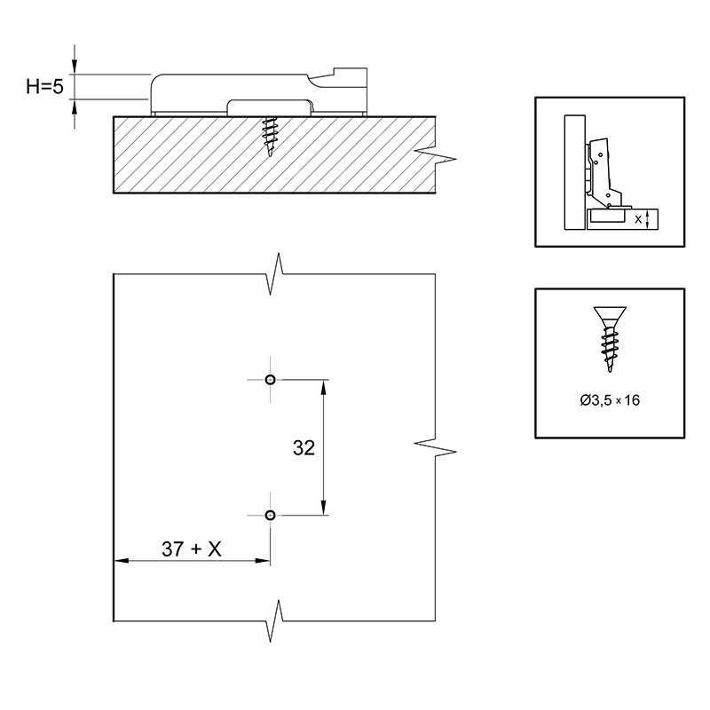 Монтажна планка Sensys дистанція 5 (9071578) Hettich Монтажна планка Sensys дистанція 5 (9071578) Hettich
