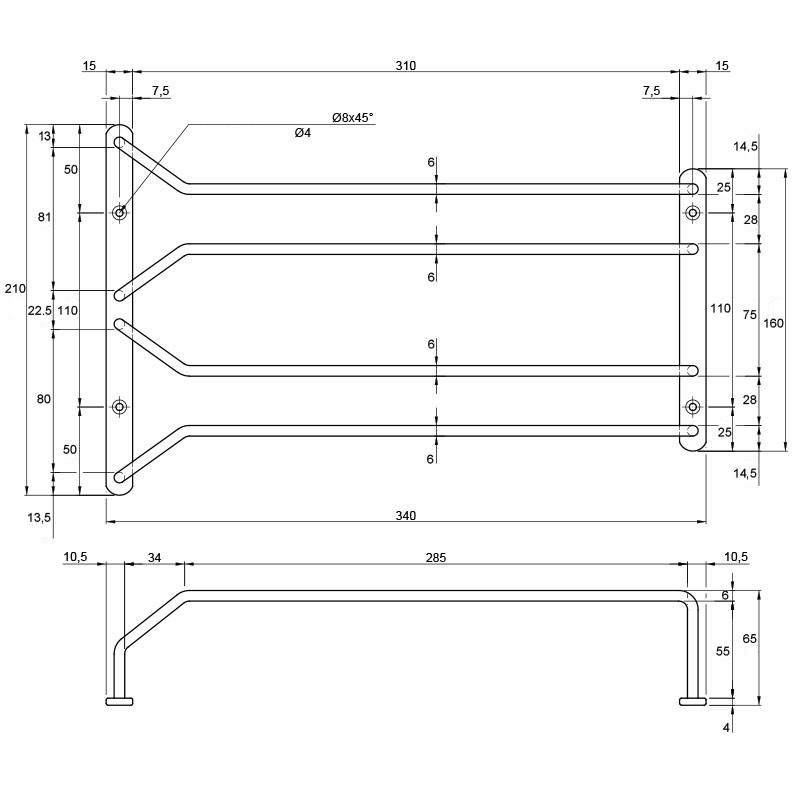 Полка для бокалов ll L=340 W=210 H=65 хром Полка для бокалов ll L=340 W=210 H=65 хром