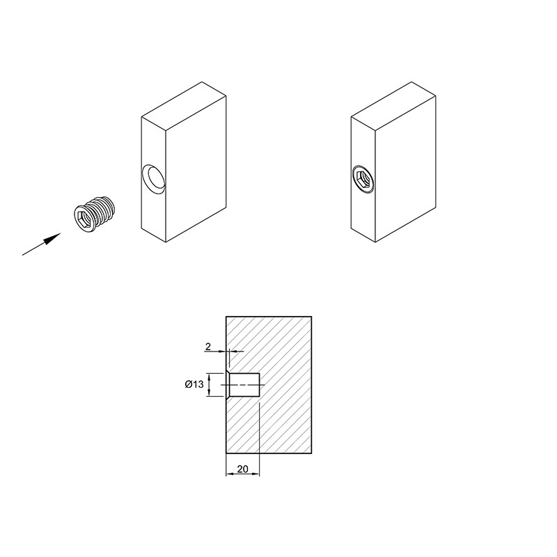 Муфта М10 L=19,3 D=13, угвинчувана, сталь, нерозтискна, Smart