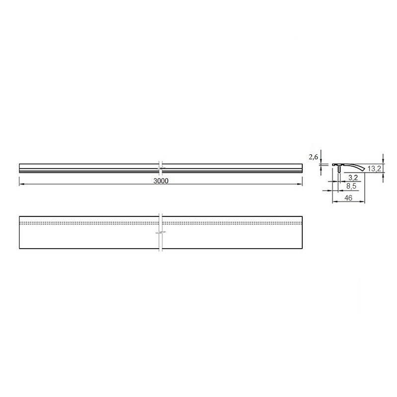 Врезной проф.- ручка Ferro Fiori M 0021, 3м, черный