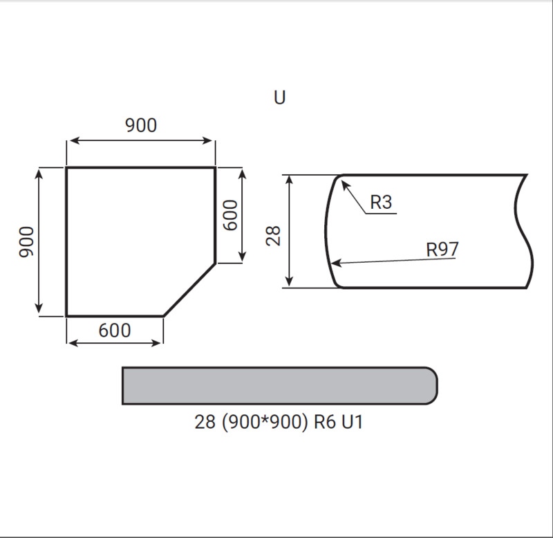 Угол Luxeform S056-1 U Гранит золотой