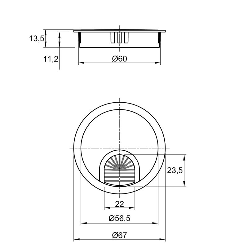 Заглушка для дротів Ø 60mm, метал, чорний