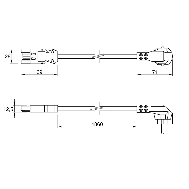 Кабель з конектором GST18i3, L = 2000 mm, чорний (06016F00001) Кабель з конектором GST18i3, L = 2000 mm, чорний (06016F00001)