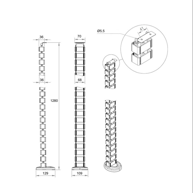 Гибкий кабель-канал 1280 mm, белый