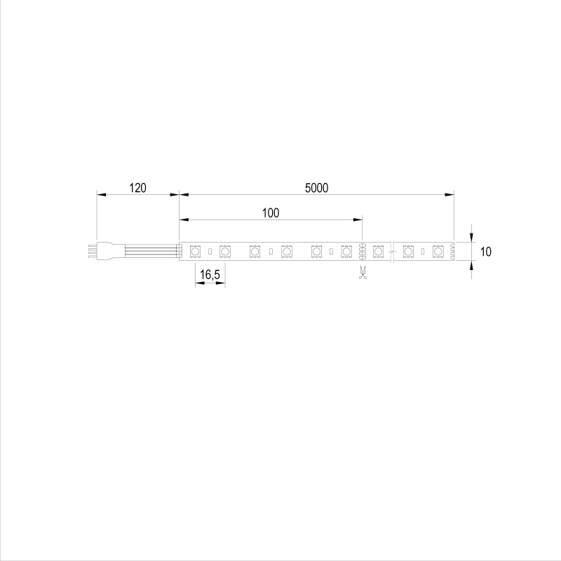 LED-5050 SMD стрічка, 60 LEDs/m, 14,4W, 24V, IP20, RGB