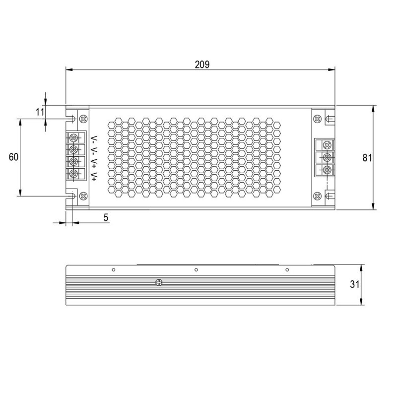 Блок живлення для LED, 250W, 24V, IP20, метал. корпус