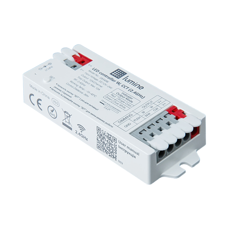 LED контролер W, ССT 2 в 1, DC 12/24V, 12А, 2,4G, Lumine