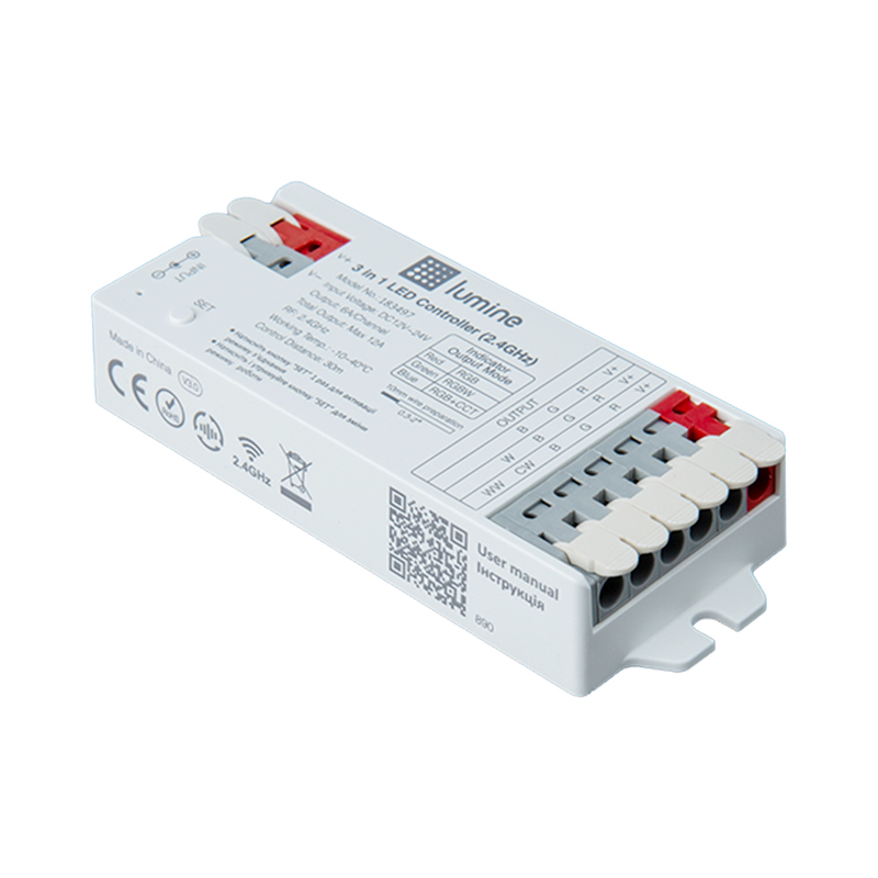 LED контролер RGB, W, ССT 3 в 1, DC 12/24V, 6А, 2,4G, Lumine LED контролер RGB, W, ССT 3 в 1, DC 12/24V, 6А, 2,4G, Lumine