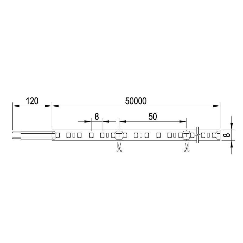 LED-стрічка 2835 SMD, 120 LEDs/m, 10W, 12V, IP20, денне світло, 4000К, 50m LED-стрічка 2835 SMD, 120 LEDs/m, 10W, 12V, IP20, денне світло, 4000К, 50m