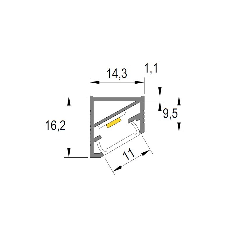 Профіль для LED-стрічки з молочною лінзою, STARLINE MICRO, L = 2м, алюміній, анодоване срібло