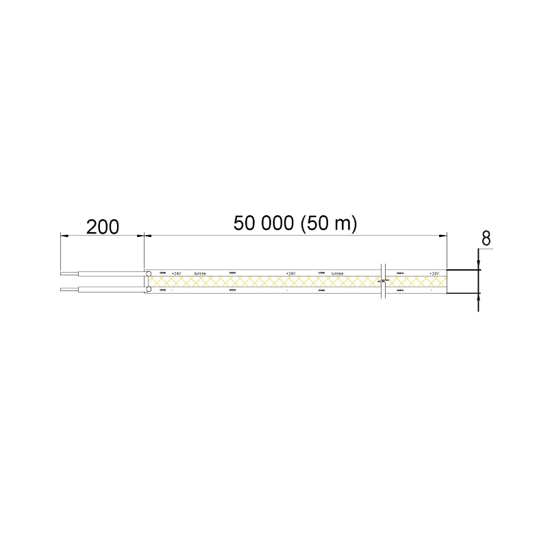 LED-стрічка COB FREE CUT, 400 LEDs /m, 10W, 24V, IP20, тепле світло, 3000К