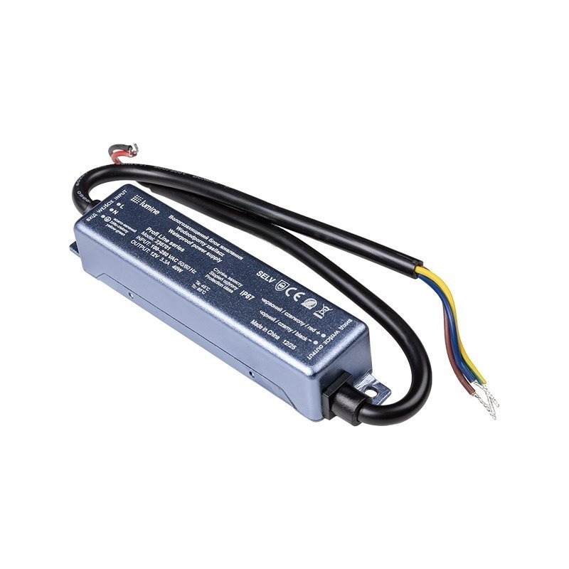Блок живлення для LED, 40W, 12V, IP67, метал. корпус, Lumine Profi line
