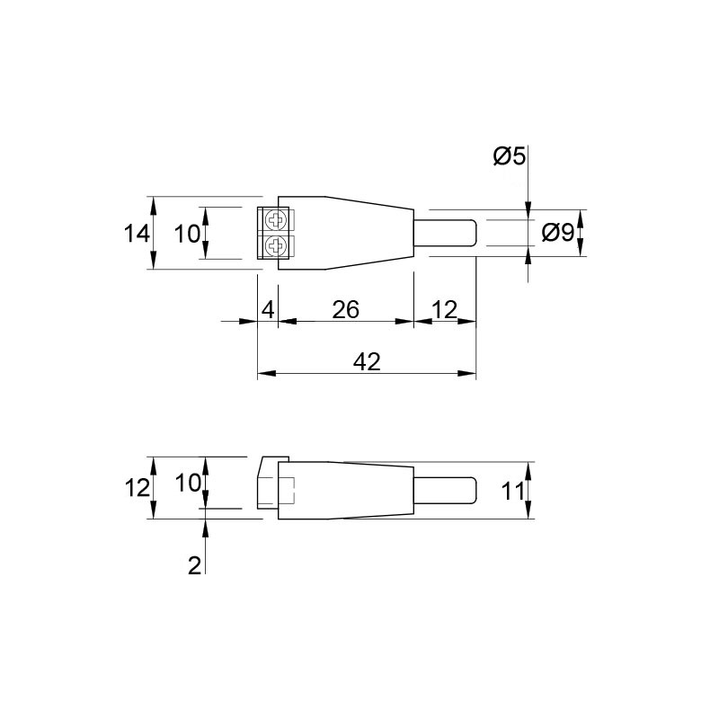 Штекер питания 2,1/5,5 mm, с клеммной колодкой (под винт)