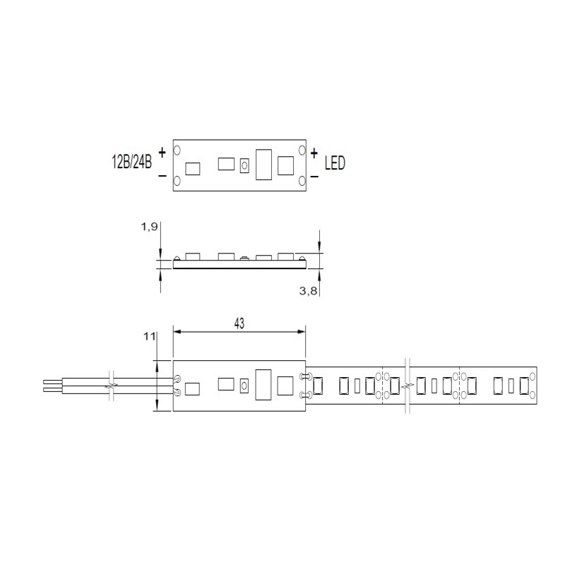 Cенсорный выключатель в профиль на приближение с дим.12V/24V, 60W/84W Cенсорный выключатель в профиль на приближение с дим.12V/24V, 60W/84W