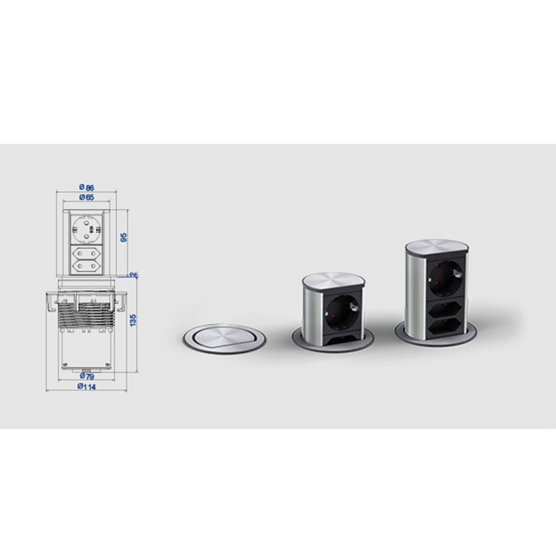 Elevator розетка висувна 1xРозетка 2xЄвророзетки Elevator розетка висувна 1xРозетка 2xЄвророзетки