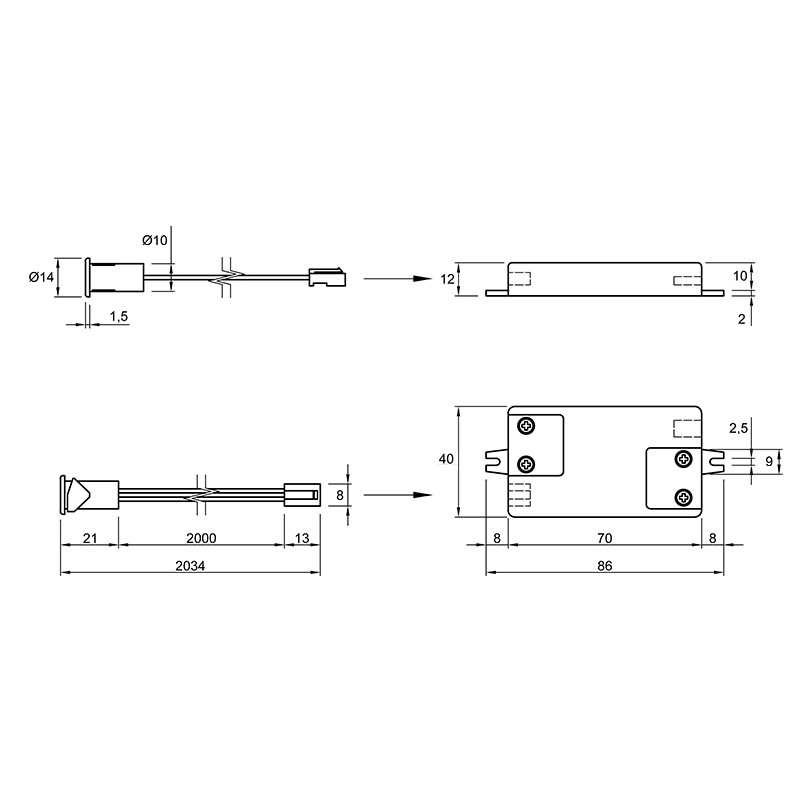 ИК сенсорный выключатель на откр. дверей/движение руки, 12V/24V, 30W/60W